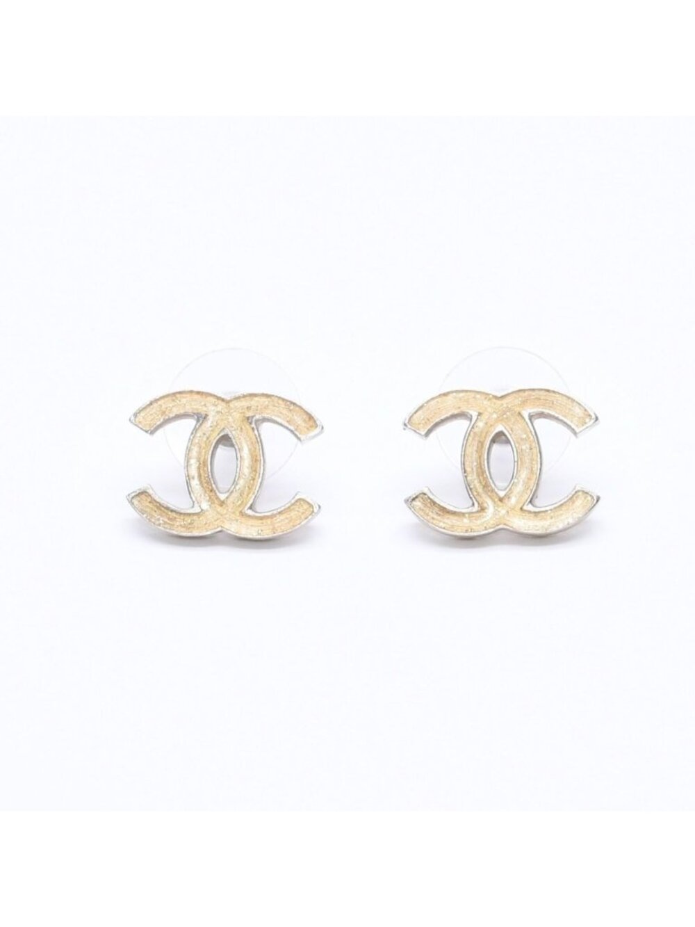 Chanel Earrings CC Logo Gold Glitter 07